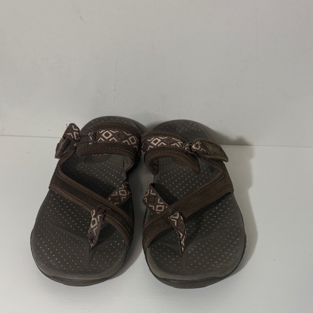 Skechers Brown Sandals with Patterned Straps